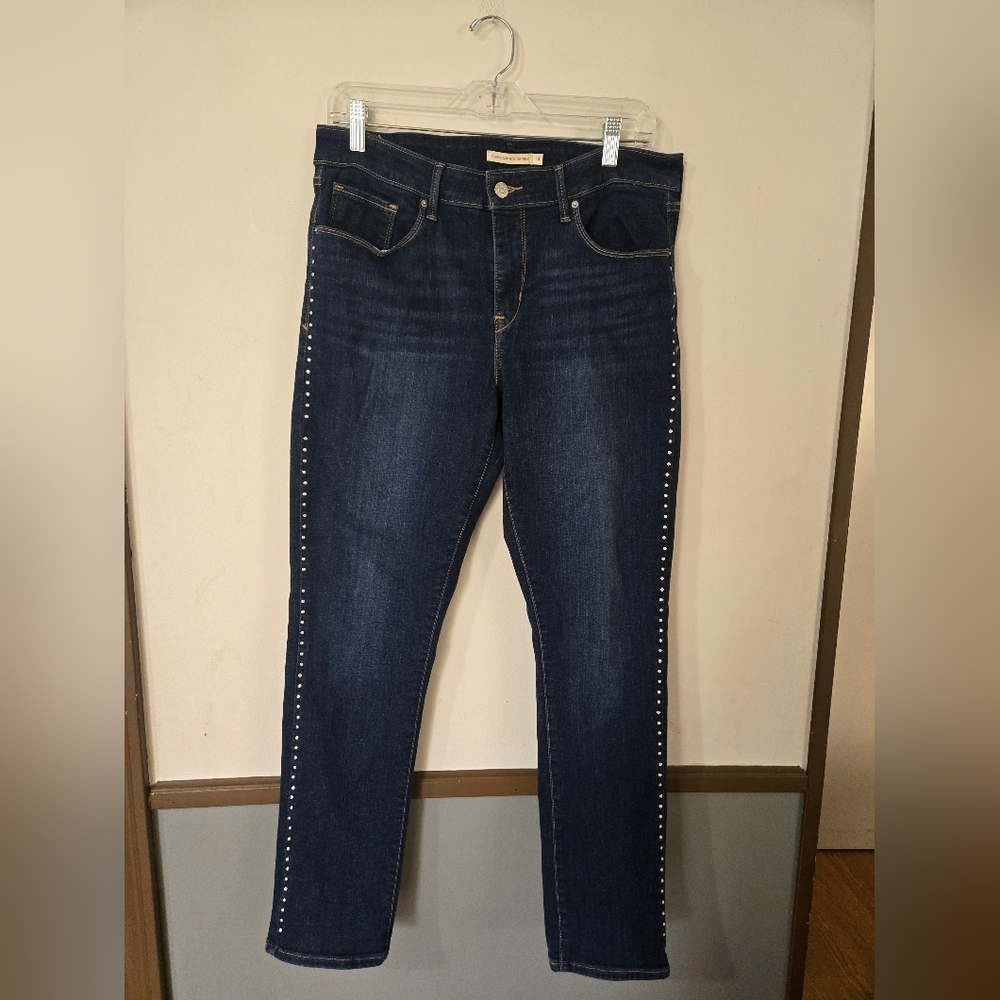 Levi's Women's Classic Mid Rise Studded Skinny Jeans Size 14 - Picture 1 of 9